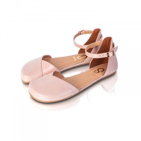 shapen poppy rose pink leather ankle strap barefoot shoes