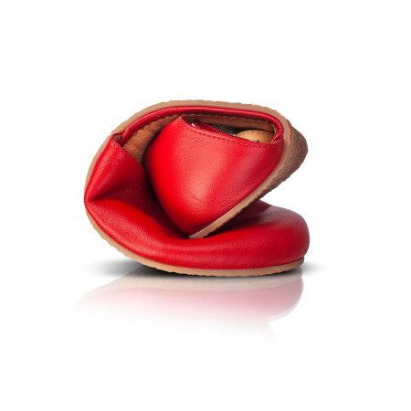 shapen poppy red leather buckle adjustable barefoot shoes