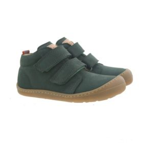 koel4kids leather boots velcros rubber sole dark green lightweight flexible barefoot shoes