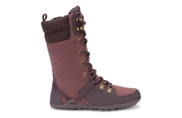 xero shoes mika chocolate plum dark brown laces zipperhigh boots winter autumn lightweight barefoot shoes