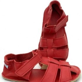 baby bare all red leather velcro sandals barefoot shoes