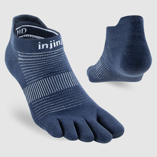Injinji Run Lightweight No-Show Coolmax EcoMade Navy toe socks - Mugavik  Barefoot