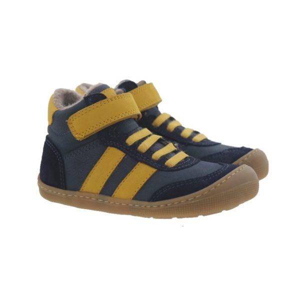 koel daniel tex blue blue yellow boots velcro laces wool felt barefoot shoes lightweight flexible