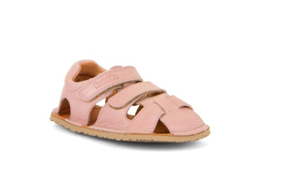 Froddo barefoot pink leater sandals two velcros closed toebox rubber outsole