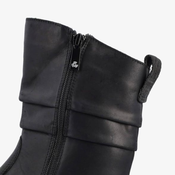 groundies all black teather zipper wool lining lightweight barefoor shoes