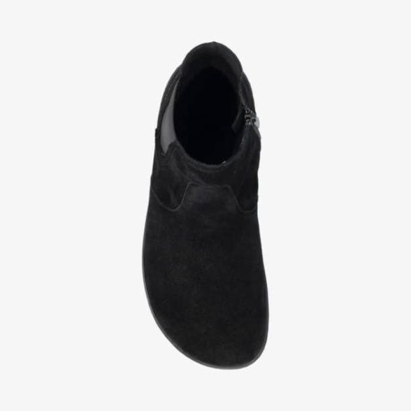 Groundies Camden barefoot+ suede zipper all black wool lining barefoot shoes wider feet
