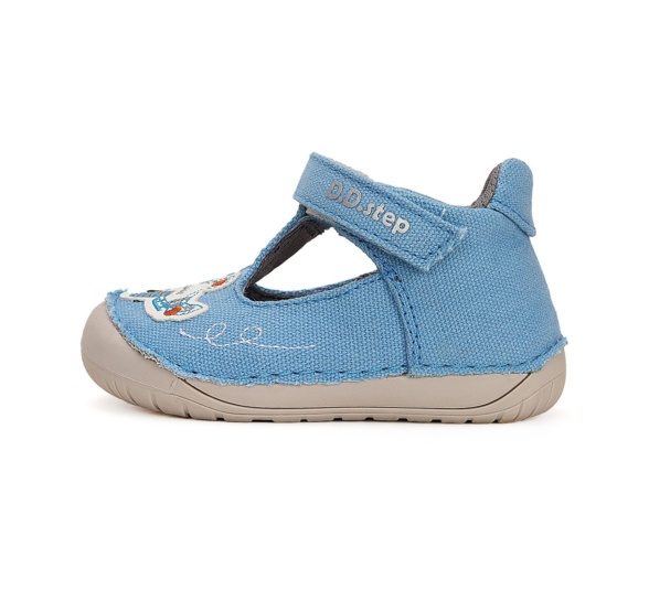 D.D.Step bermuda blue plane helesinised tekstiilist sandaalid ühe krõpskinnituse ning kinnise varba ja kannaosaga