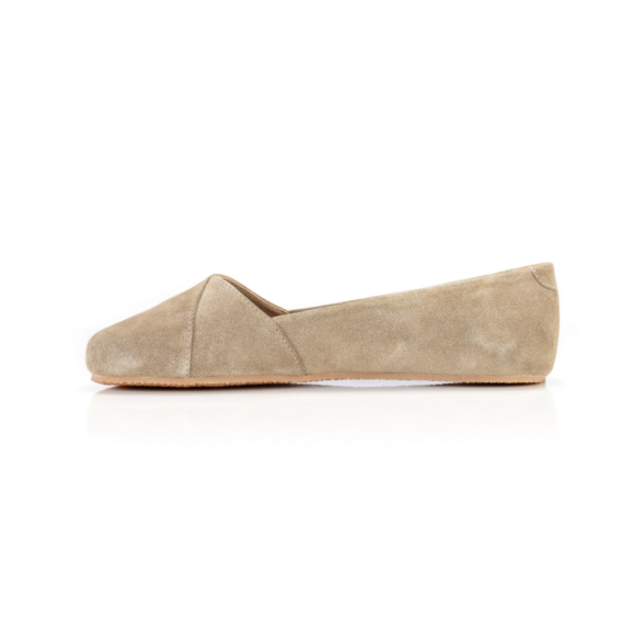 Shapen Peony Beige Suede high-quality suede barefoot ballet flats.