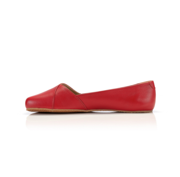 Shapen Peony Cherry high-quality leather red barefoot ballet flats for women.