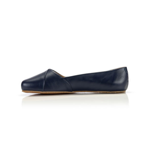 Shapen Peony Navy high-quality leather dark blue barefoot ballet flats.