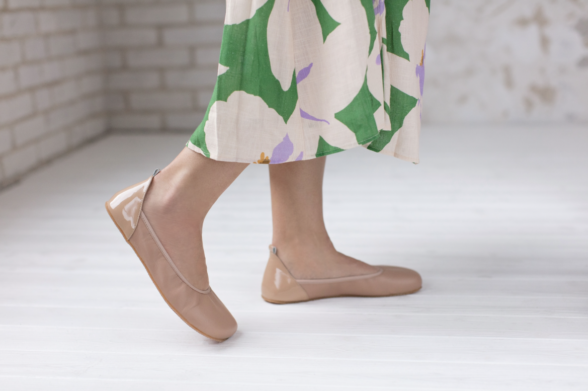 Shapen Tulip Beige timeless design high-quality leather barefoot ballet flats for women