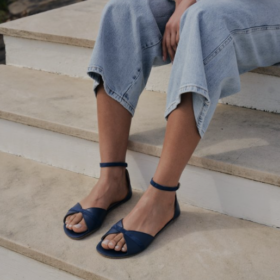 Shapen Petal Royal Blue classic blue barefoot sandals for women.