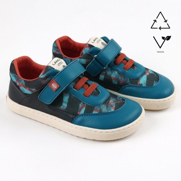 Lang.S vegan rock blue mesh kangast ja prõpsuga kinnitatavad barefoot jalanõud lastele