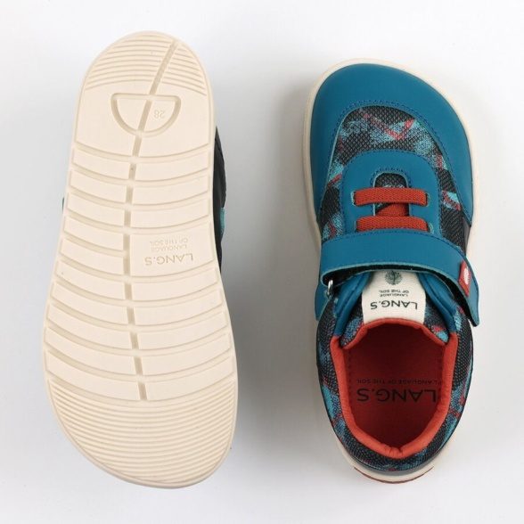Lang.S vegan rock blue mesh kangast ja prõpsuga kinnitatavad barefoot jalanõud lastele