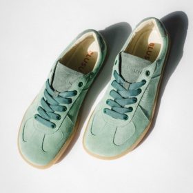 Blusun Green high-quality suede lace-up adjustable barefoot casual shoes.