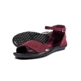 Leguano Jara Bordeaux feminine barefoot sandals made from vegan materials.