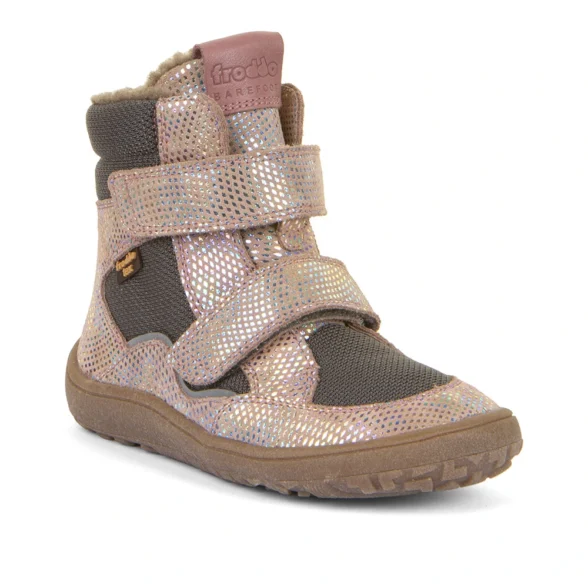 froddo barefoot winter membraaniga sädelevad roosat värvi laste talvesaapad kahe krõpsuga