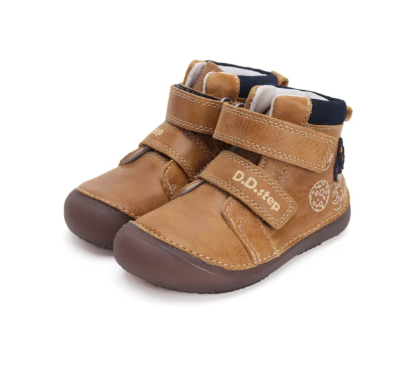 dd step chocolate space õliarmsad ja stiilsed üleni pruuni värvi nahast laste barefoot poolsaapad helendavate taldade ja kosmose motiividega