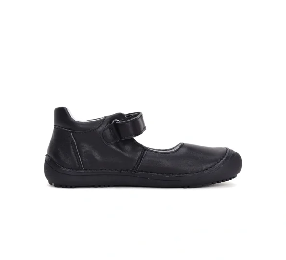 D.D.Step black back to school üleni musta värvi nahast barefoot baleriinad kooli vahetusjalanõuks või aktusel kandmiseks