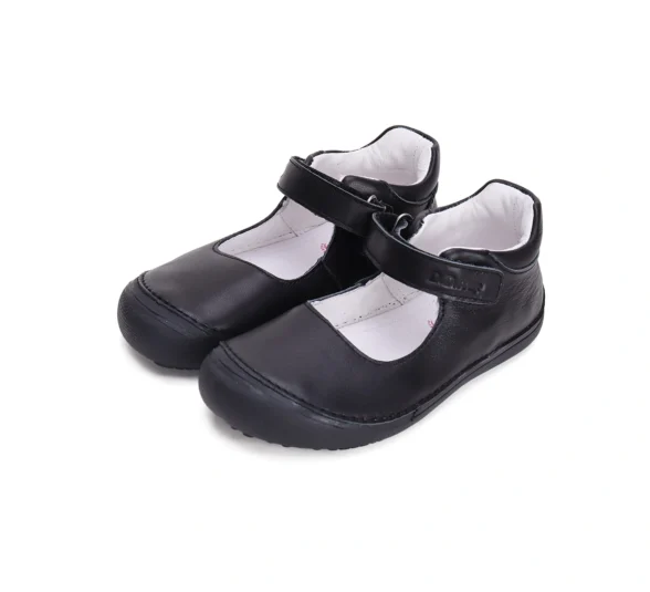 D.D.Step black back to school üleni musta värvi nahast barefoot baleriinad kooli vahetusjalanõuks või aktusel kandmiseks