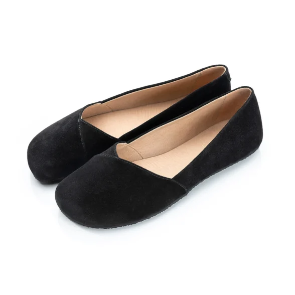 Shapen Peony Black Suede barefoot ballerinas - Wide - Image 2