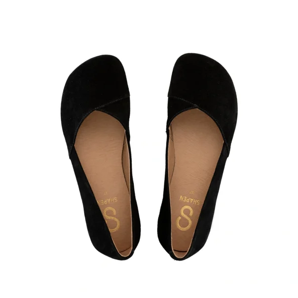 Shapen Peony Black Suede barefoot ballerinas - Wide - Image 3