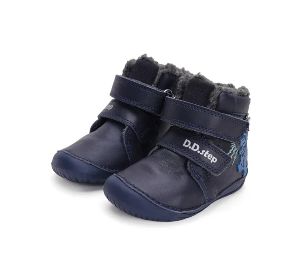 D.D.Step winter boots Royal Blue Dinosaur winter boots - Image 2