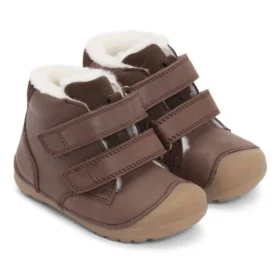 bundgaard petit mid winter strap sooja lambavillase vooriga pruuni värvi laste barefoot talvesaapad krõpsudega