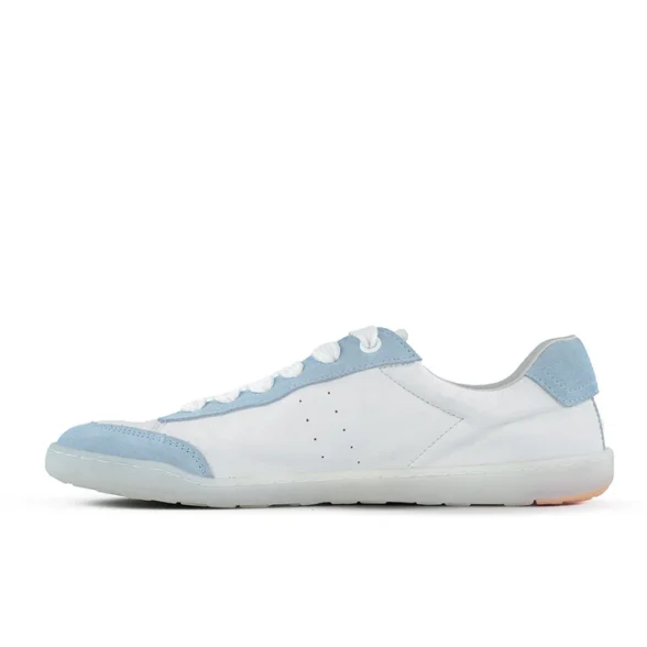 Blusun 500 White Powder white leather barefoot sneakers with light blue details