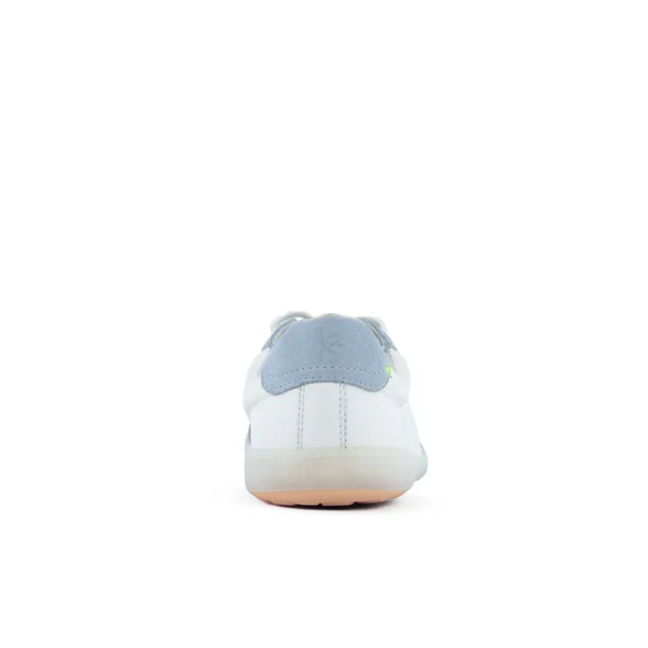 Blusun 500 White Powder white leather barefoot sneakers with light blue details