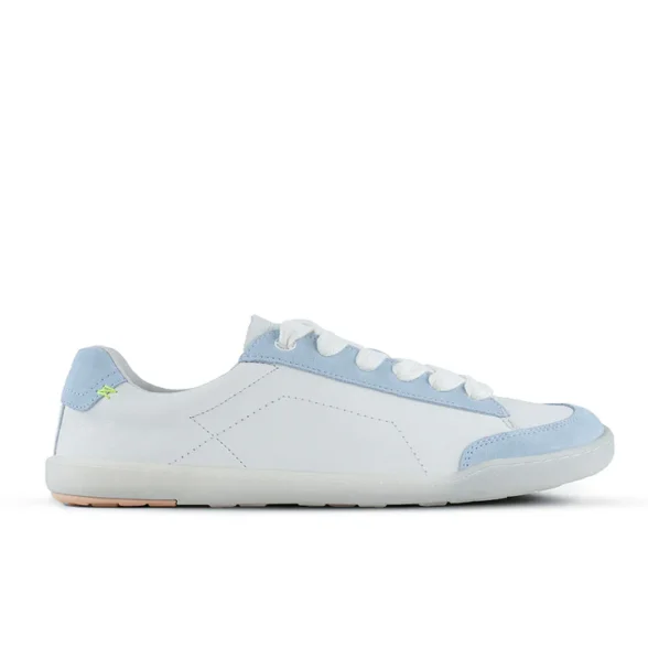 Blusun 500 White Powder white leather barefoot sneakers with light blue details