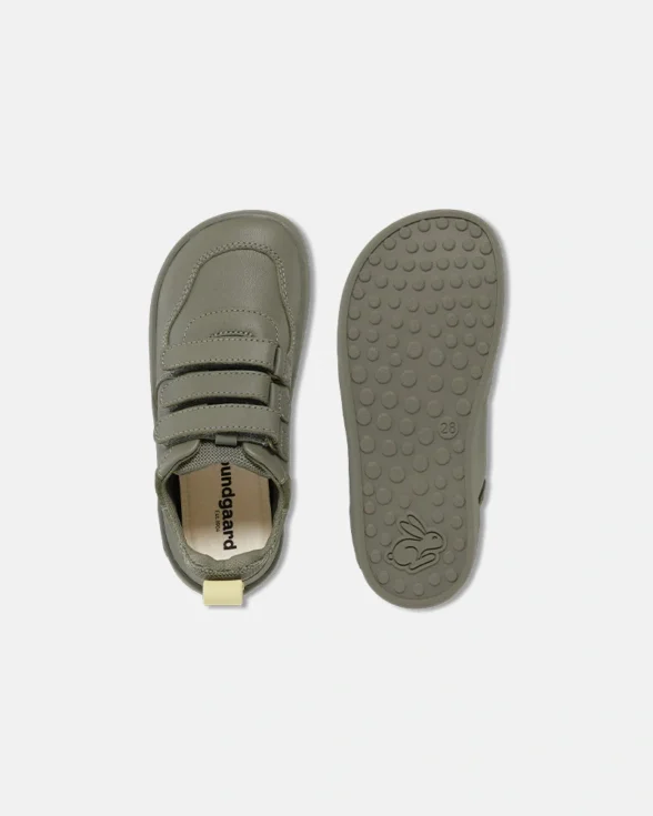 bundgaard coda army rohelist värvi nahast laste barefoot tennised krõpskinnitustega