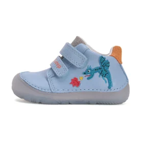 D.D.Step sky blue dragon helesinised armsa draakoni motiiviga nahast laste barefoot tossud krõpsudega
