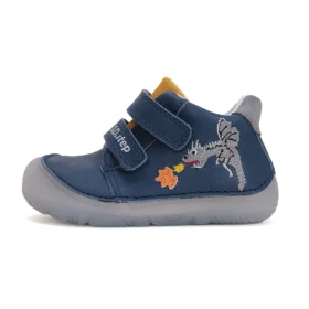 D.D.Step bermuda blue sinist värvi draakoni motiiviga nahast laste barefoot tossud krõpsudega