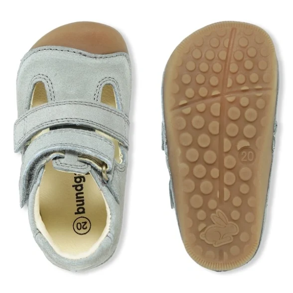 bundgaard petit summer green kvaliteetsest seemisnahast ja kummitallal laste barefoot sandaalid kinnise ninaosa ja krõpsudega