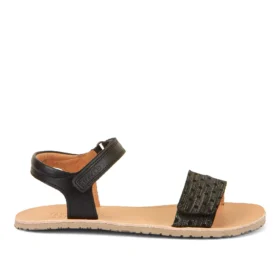 froddo barefoot flexy lia black üleni musta värvi nahast sandaalid lastele ja noorukitele. Kaunistatud täppidega