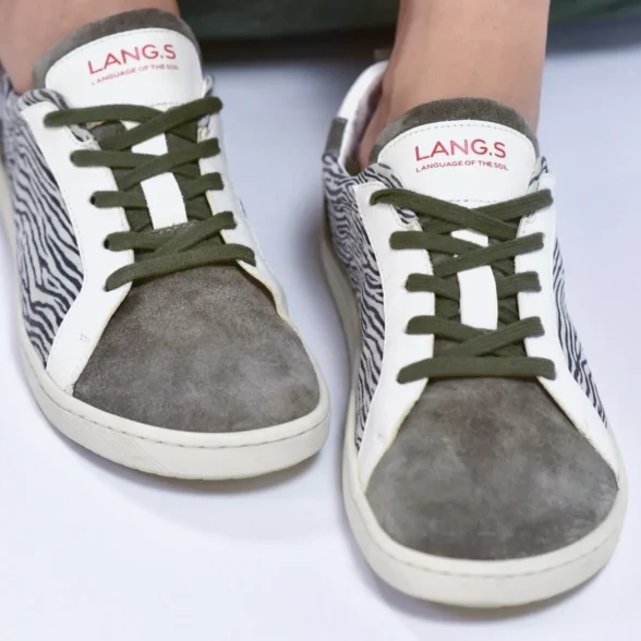 lang.s onyx savana zebra triibulised kvaliteetsest nahast unisex barefoot tennised paeltega