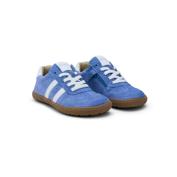 Koel Declan Suede Lavender leather barefoot sneakers for youth with laces and zipper