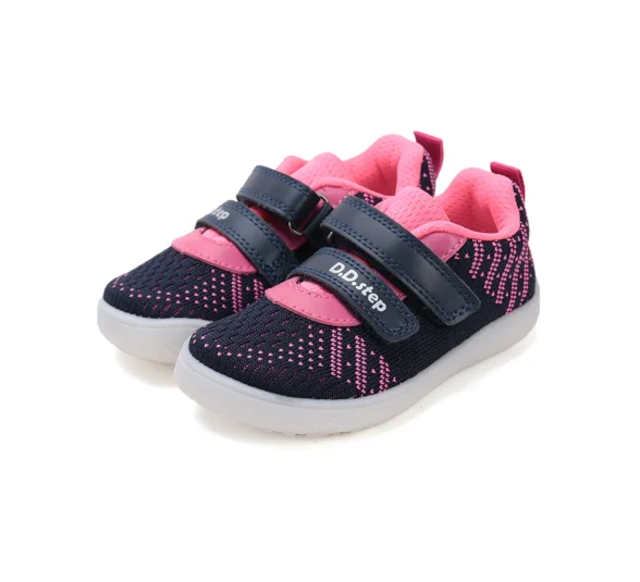 d.d.step royal blue pink sport kootud tekstiilist kahe krõpsuga laste barefoot sporditossud