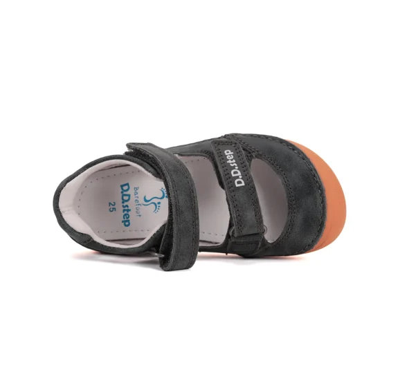 d.d.step dark grey night halli värvi kinnise varbaosaga laste barefoot sandaalid suveks või vahetusjalanõudeks