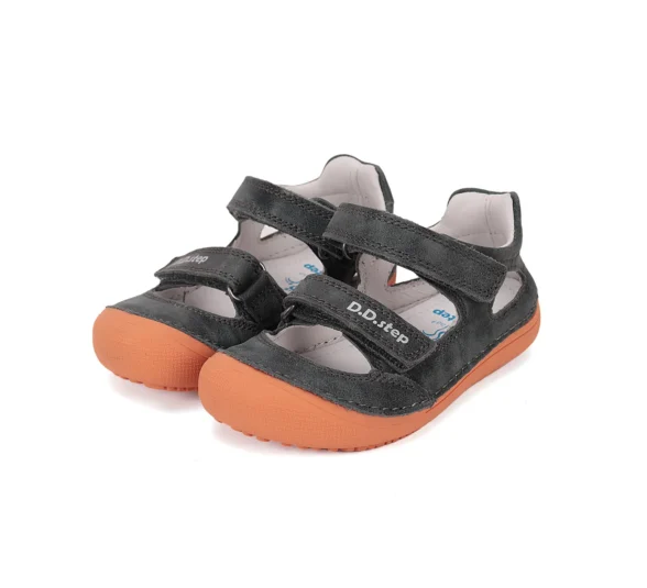 d.d.step dark grey night halli värvi kinnise varbaosaga laste barefoot sandaalid suveks või vahetusjalanõudeks