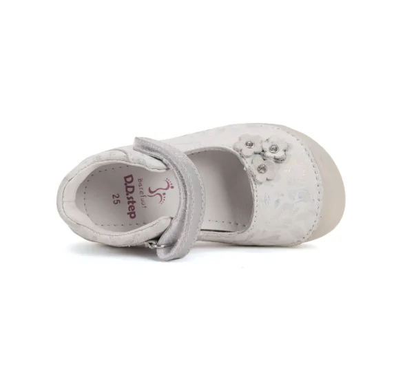d.d.step silver magnolia hõbedased kinnise ninaosaga laste barefoot sandaalid tüdrukutele