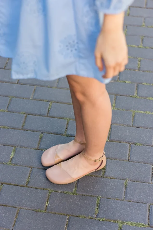 Shapen Poppy Beige high-quality leather barefoot shoes for women