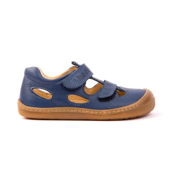 Koel Deen Napa Jeans dark blue barefoot sandals with rubber soles and velcro straps