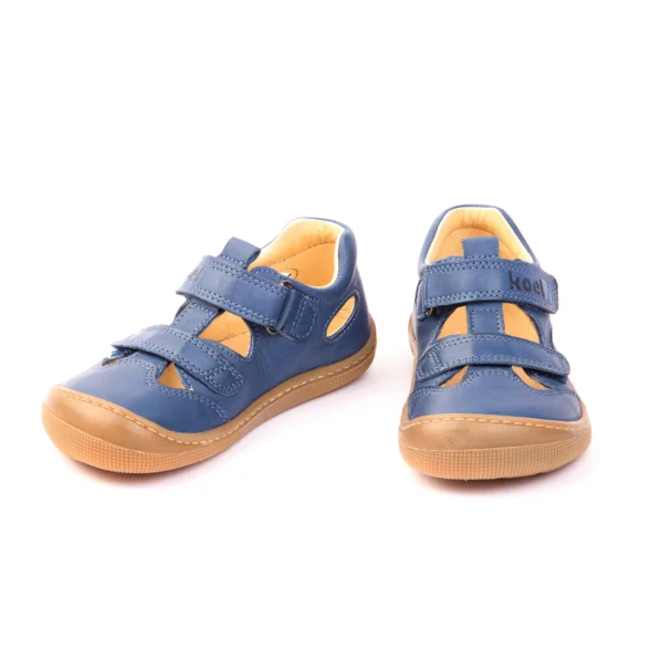 Koel Deen Napa Jeans dark blue barefoot sandals with rubber soles and velcro straps