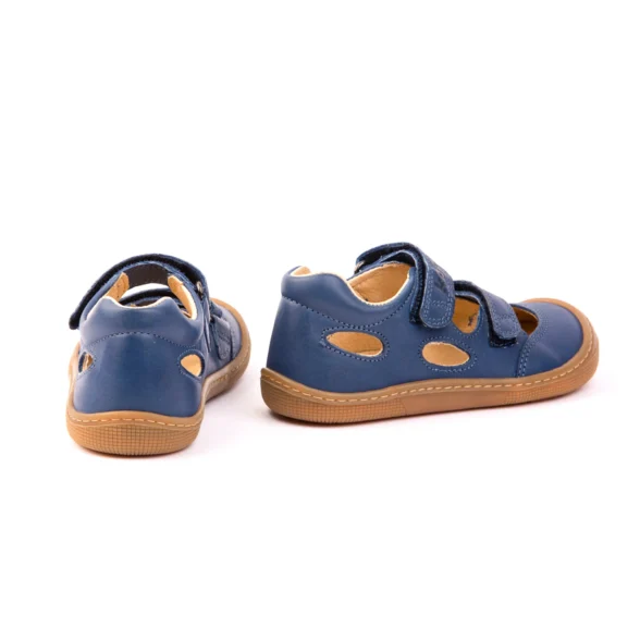 Koel Deen Napa Jeans dark blue barefoot sandals with rubber soles and velcro straps