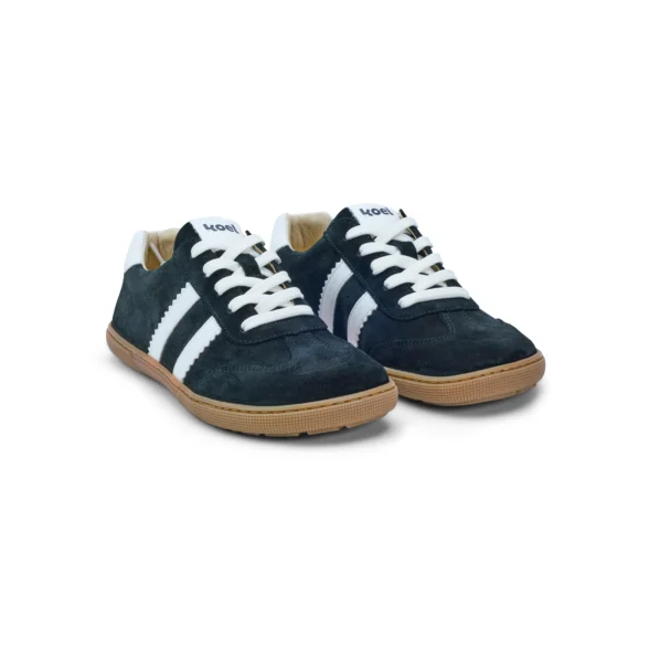 koel francie suede black seemisnahast musta värvi retrohõngulised barefoot tennised valgete triipudega