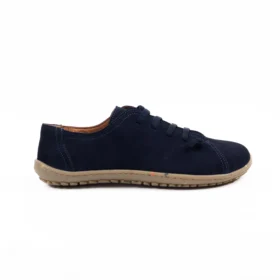 Koel izzie eco navy seemisnahast stiilsed ja mugavad tumesinised barefoot jalanõud kummipaeltega