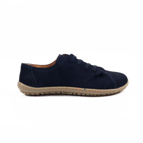 Koel izzie eco navy seemisnahast stiilsed ja mugavad tumesinised barefoot jalanõud kummipaeltega