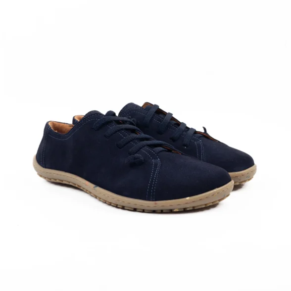 Koel izzie eco navy seemisnahast stiilsed ja mugavad tumesinised barefoot jalanõud kummipaeltega
